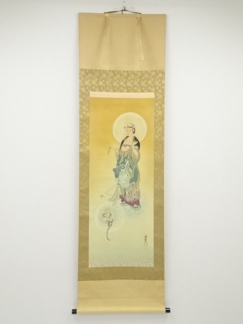 JAPANESE HANGING SCROLL / HAND PAINTED / KANNON GODDESS OF MERCY